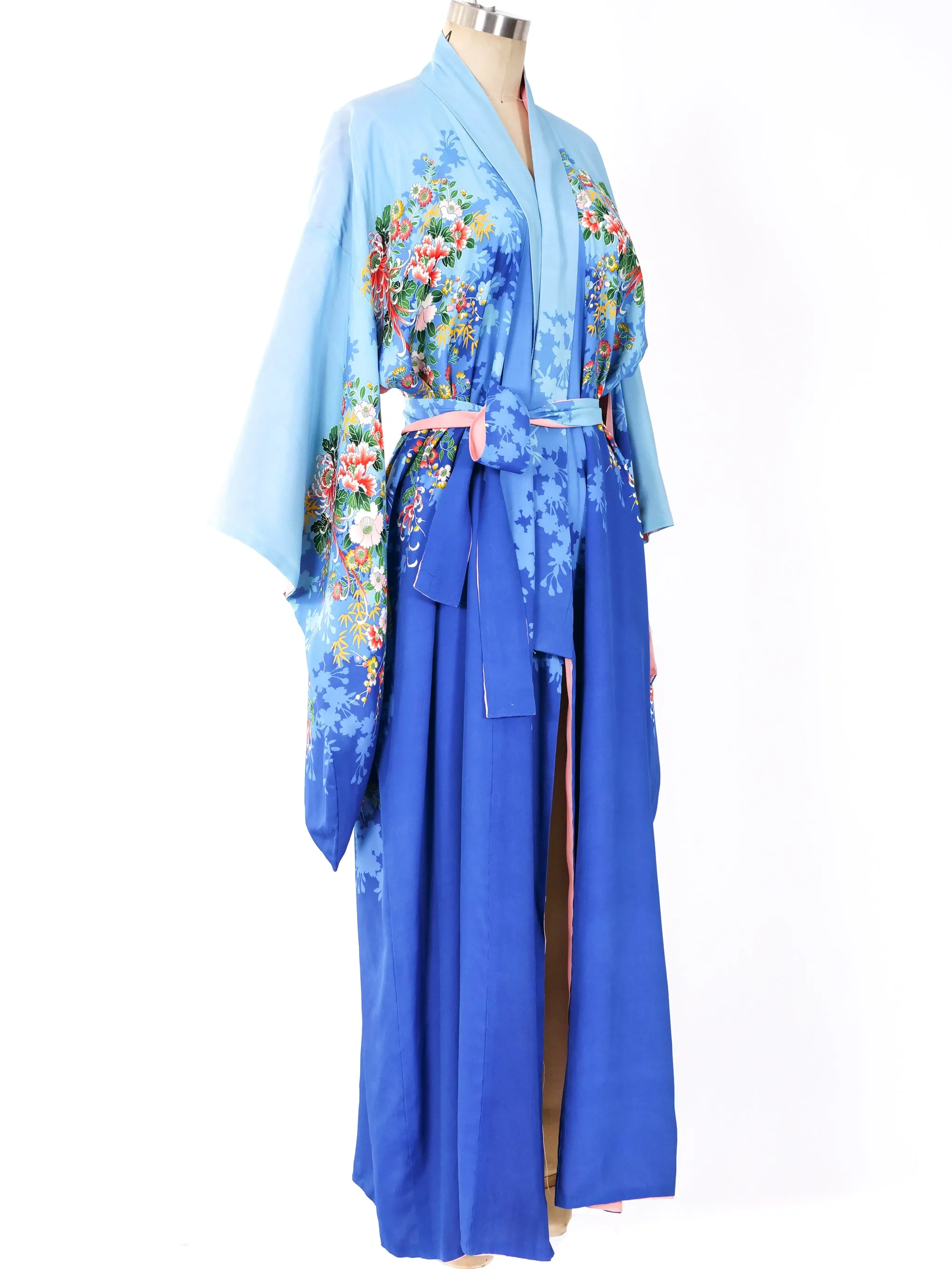 1920's Reversible Floral Kimono Robe