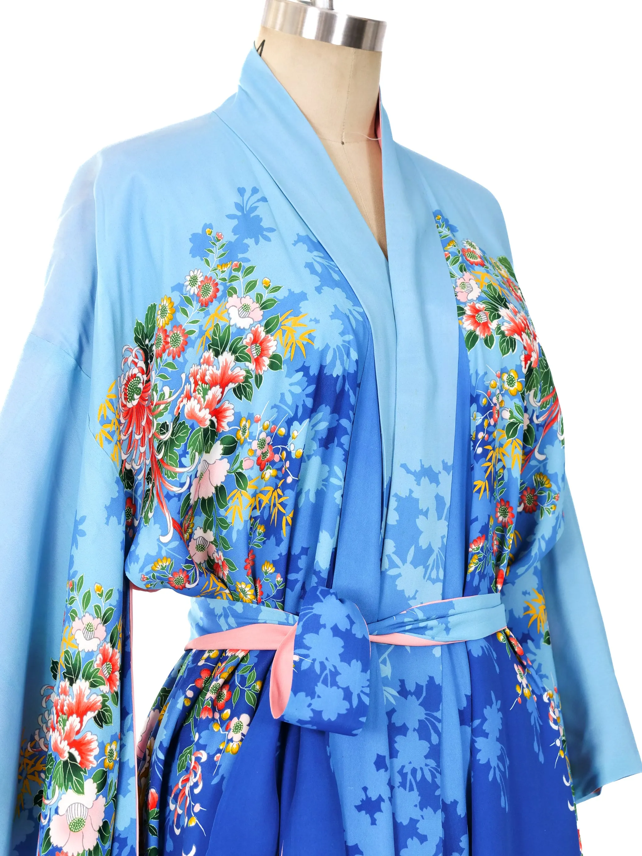 1920's Reversible Floral Kimono Robe