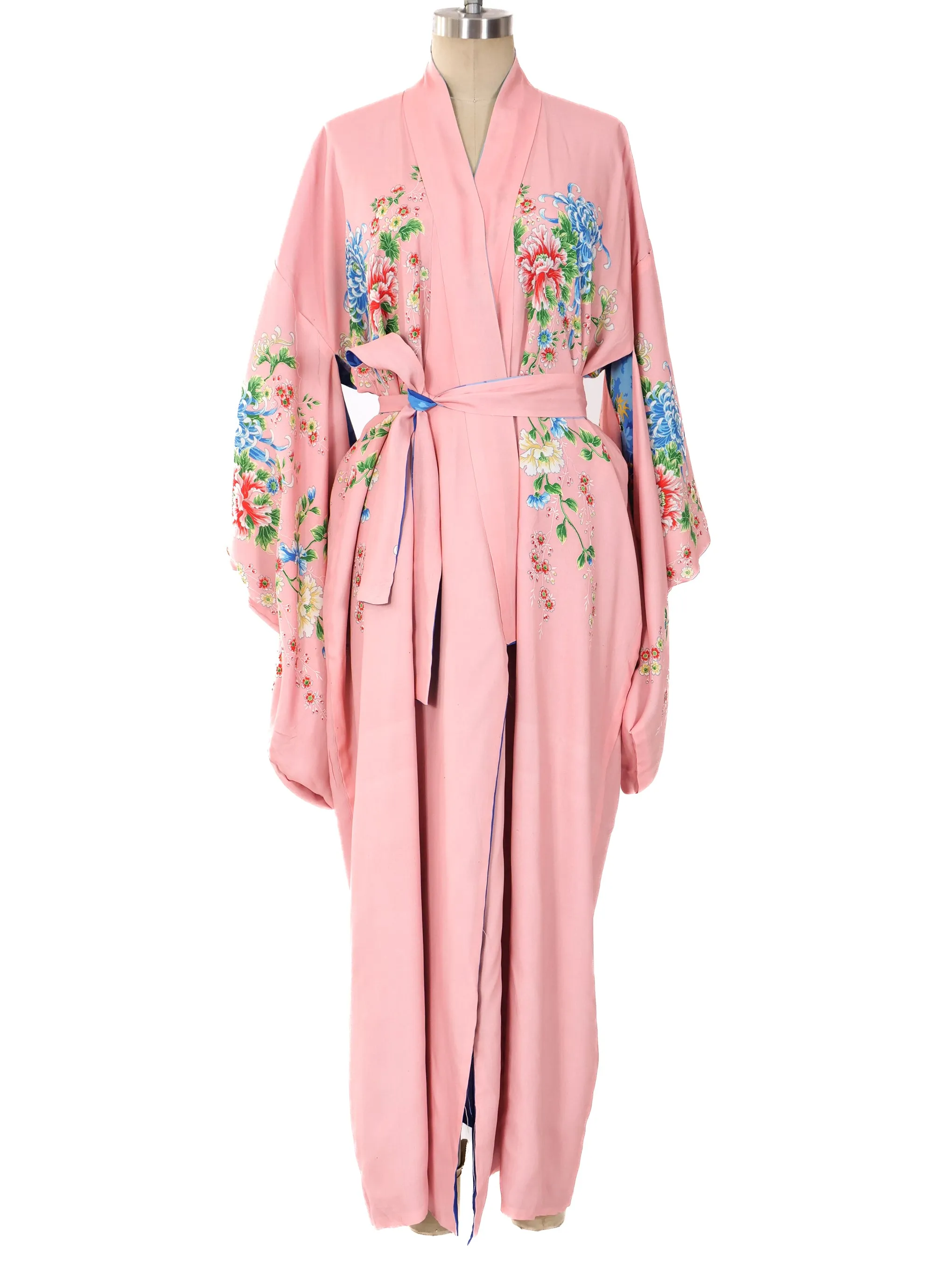 1920's Reversible Floral Kimono Robe