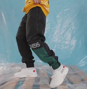 2021 autumn Japanese hip hop trousers hit color stitching feet casual pants drawstring letters printed bouquet foot sweatpants