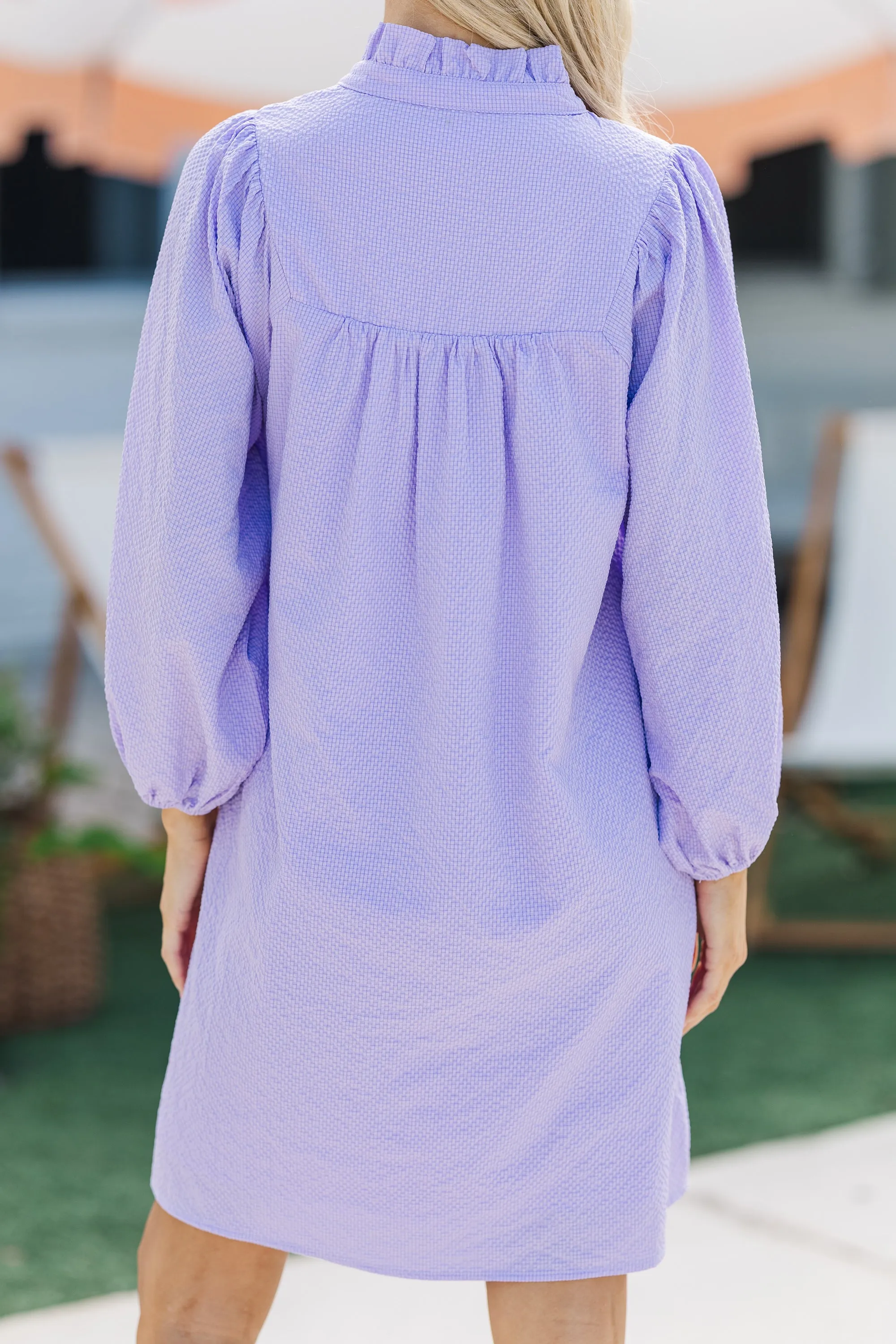 Above And Beyond Lavender Textured Shift Dress