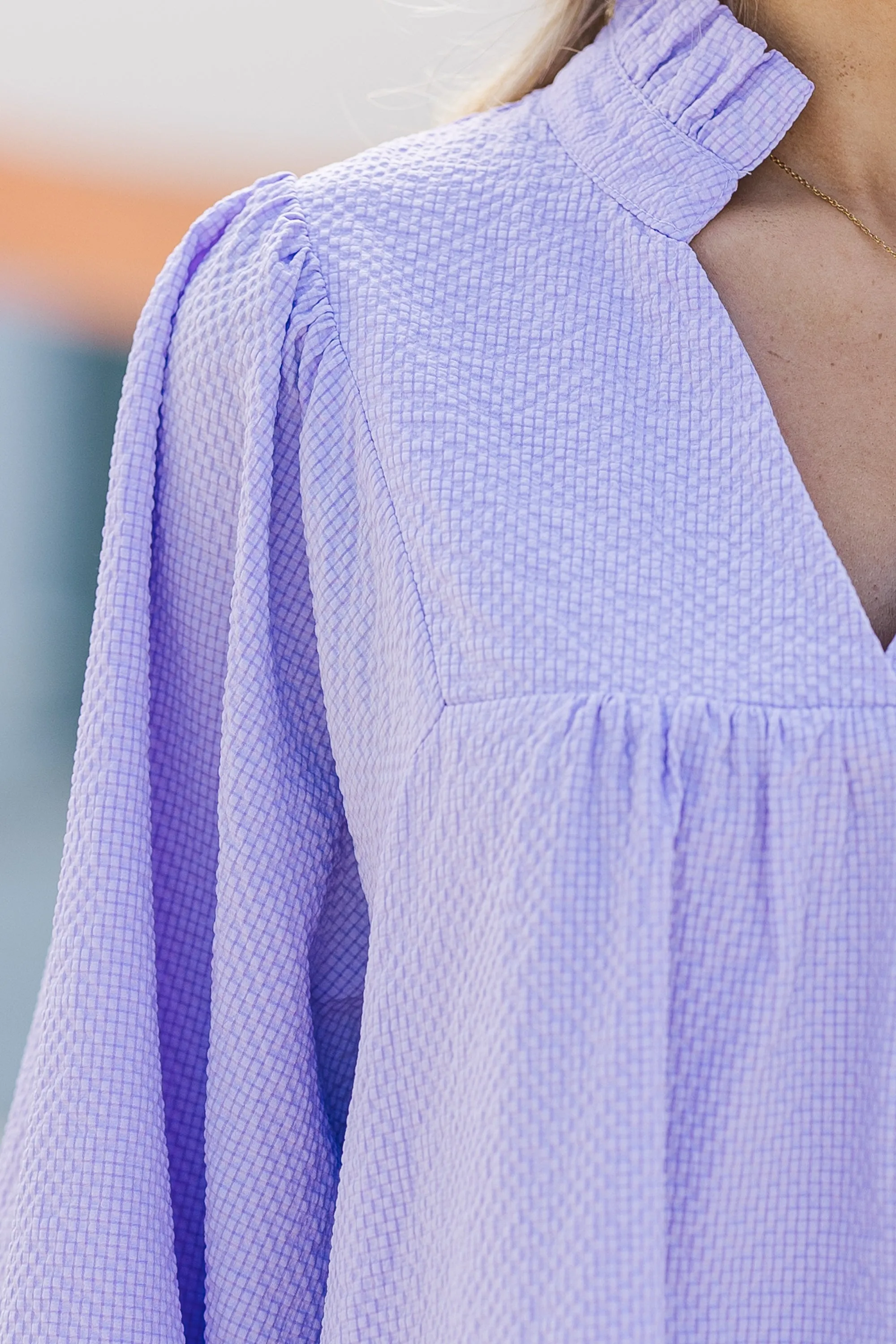Above And Beyond Lavender Textured Shift Dress