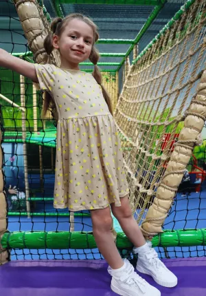ALMA-SS-BABYDOLL-DRESS (KIDS) - BEIGE LEMON