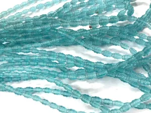 Aqua Blue Fancy Oval Pressed Glass Beads