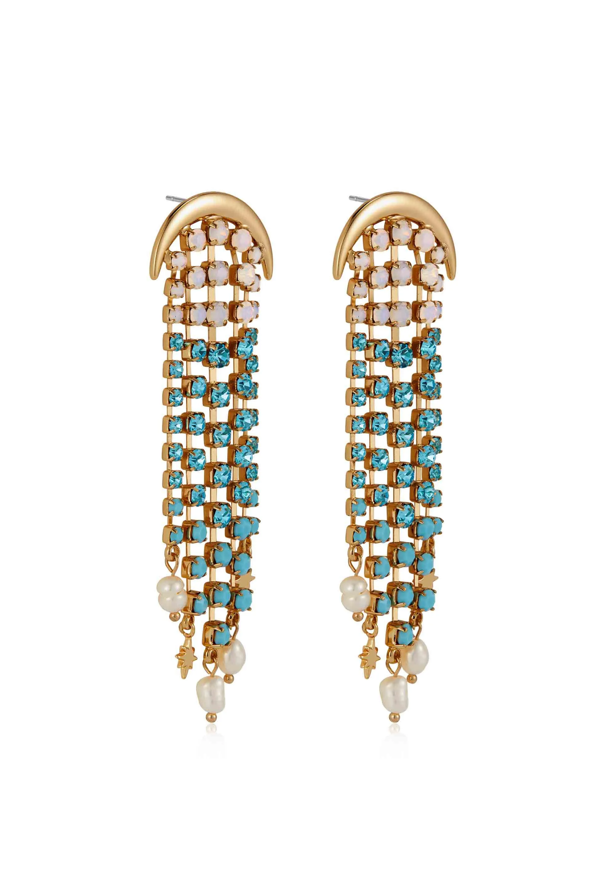 Aqua Galaxy Fringe Earrings
