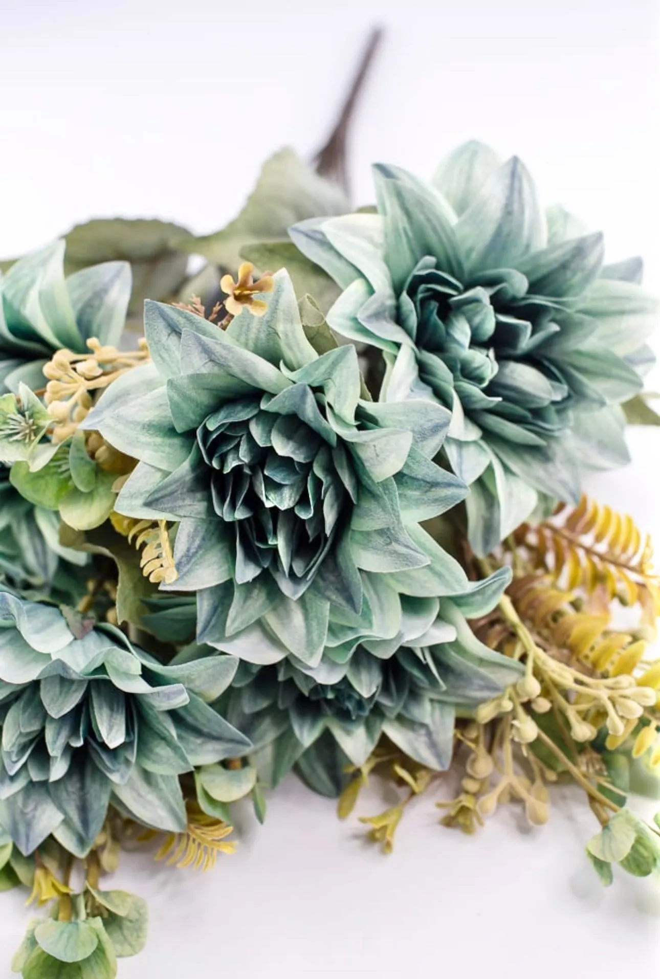 Artificial Dahlia mixed bush - minty green