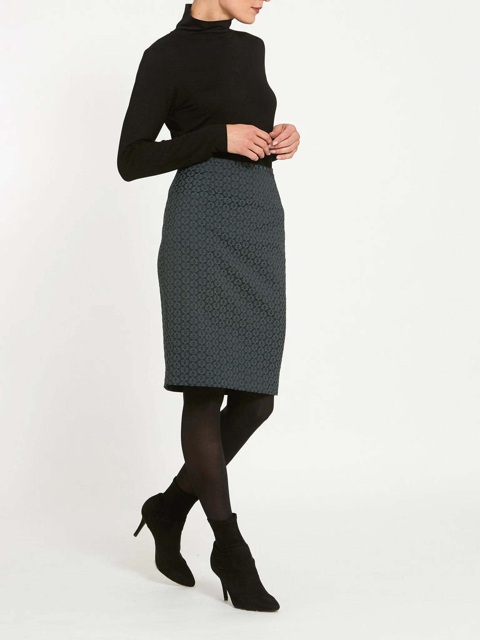 Beth Grey Jacquard Skirt