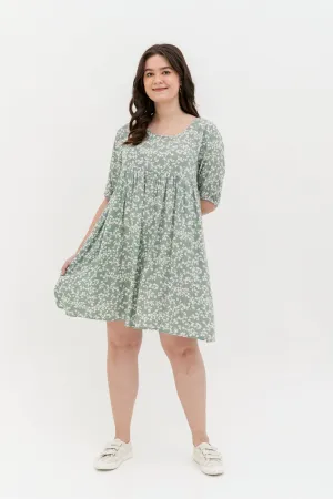 Blair Babydoll Dress In Green Floral