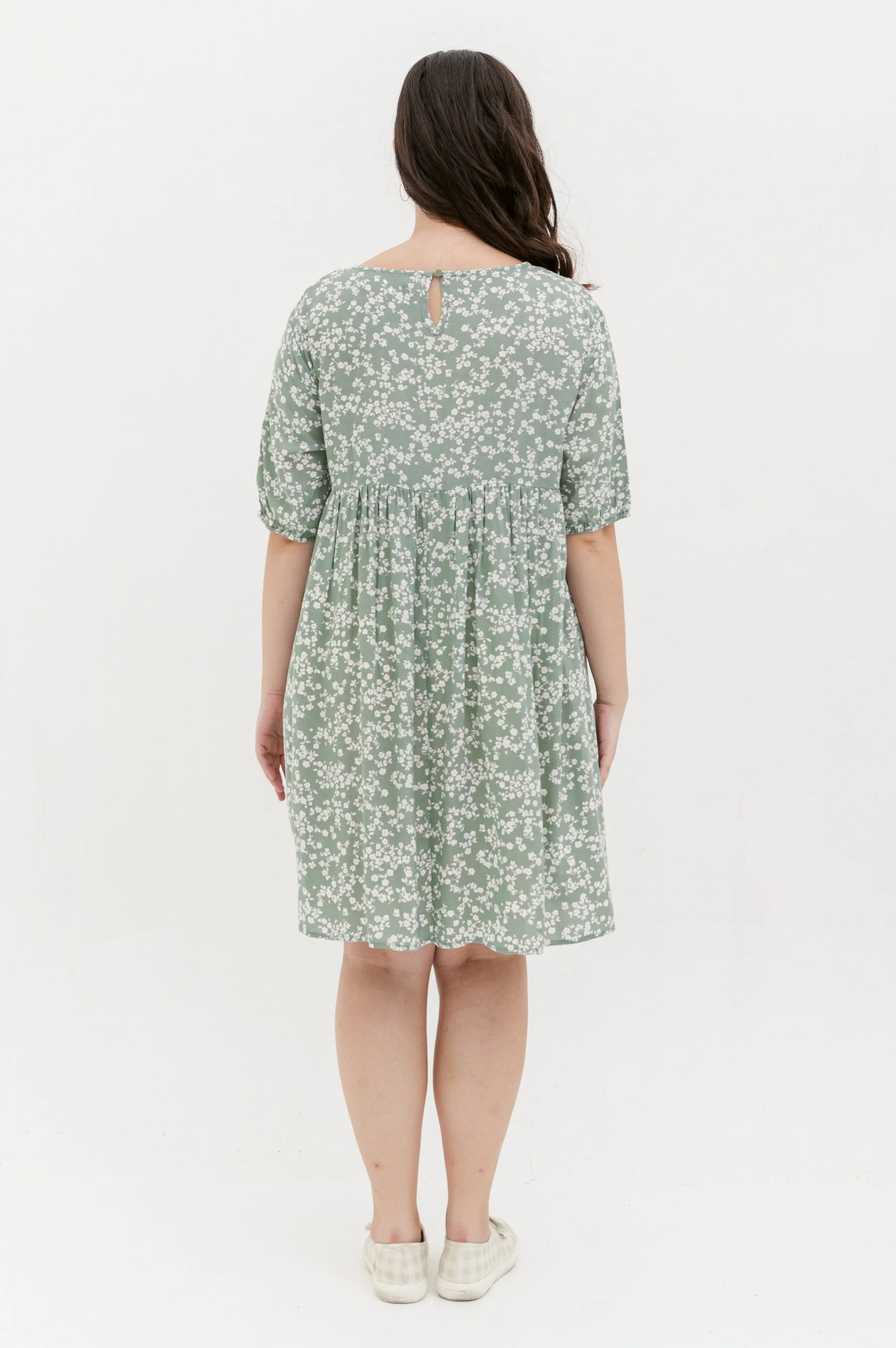 Blair Babydoll Dress In Green Floral