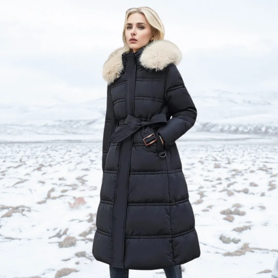 Caudalie Parka | Stilvolle lange Pufferparka mit Fellkragen für Damen