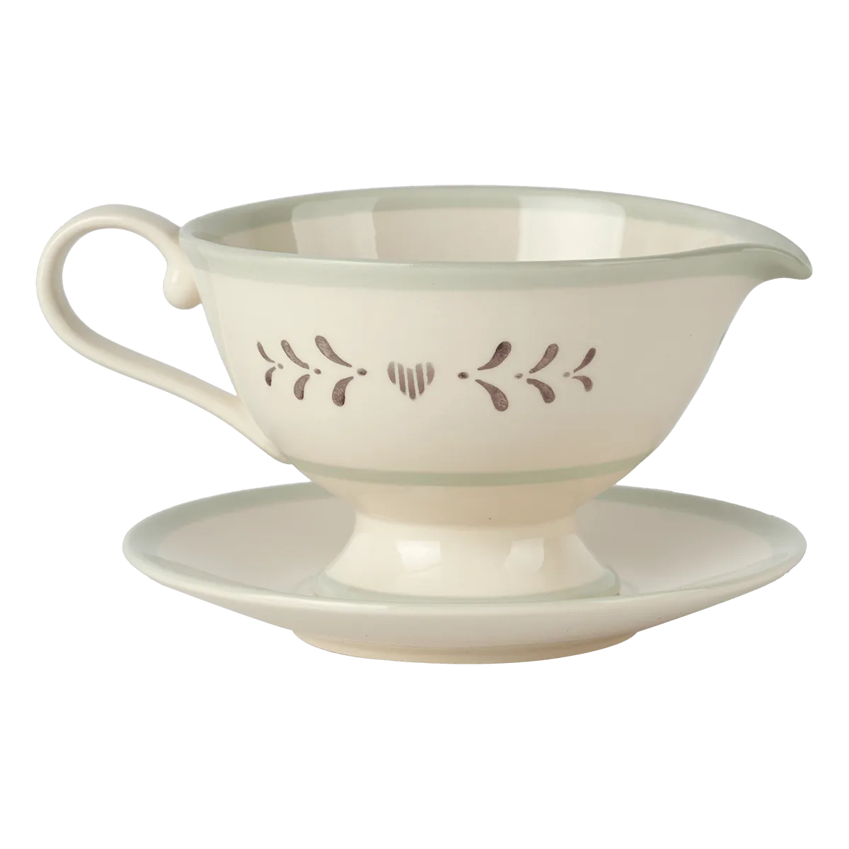 Charcoal Gustavian Sauce Boat and Saucer