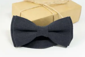 Charcoal wedding bow ties | Charcoal linen bow ties for men and kids