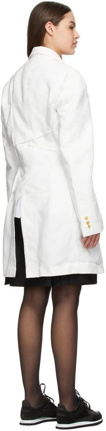 Comme des GarÃ§ons Homme Plus White Twill Patchwork Coat