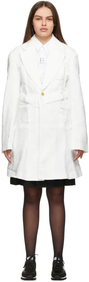 Comme des GarÃ§ons Homme Plus White Twill Patchwork Coat
