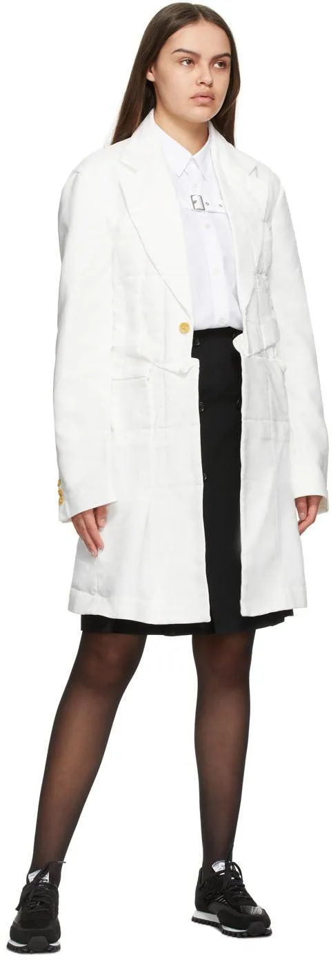 Comme des GarÃ§ons Homme Plus White Twill Patchwork Coat