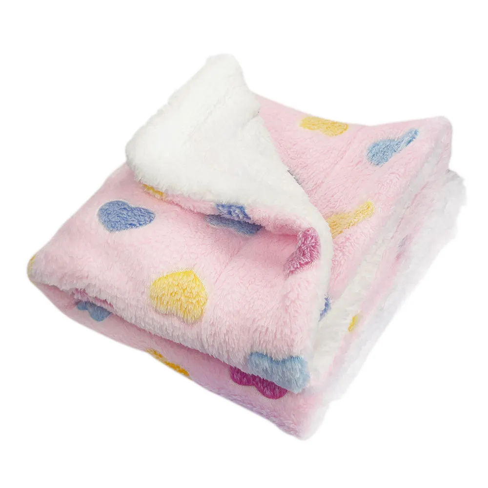 Double Layered Ultra Plush Colorful Hearts Dog Blanket - Pink