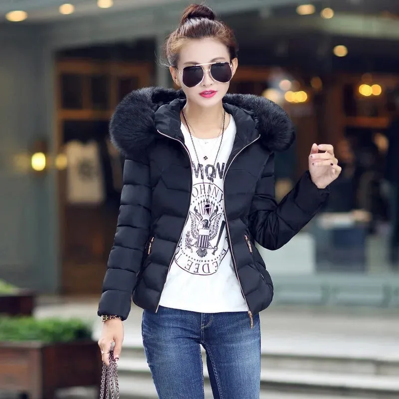 Eliza – Women's Winter Jacket with Artificial Raccoon Fur Collar