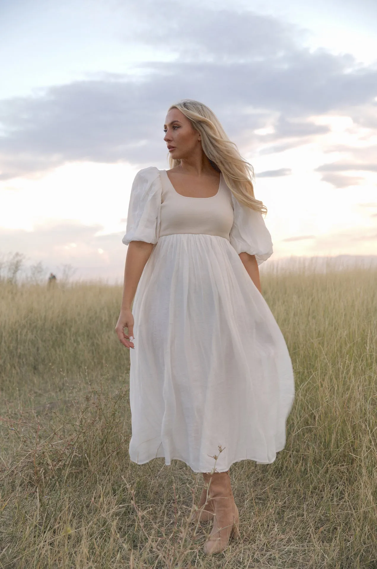 Enchanted Cream Midi Dress - RESTOCKED
