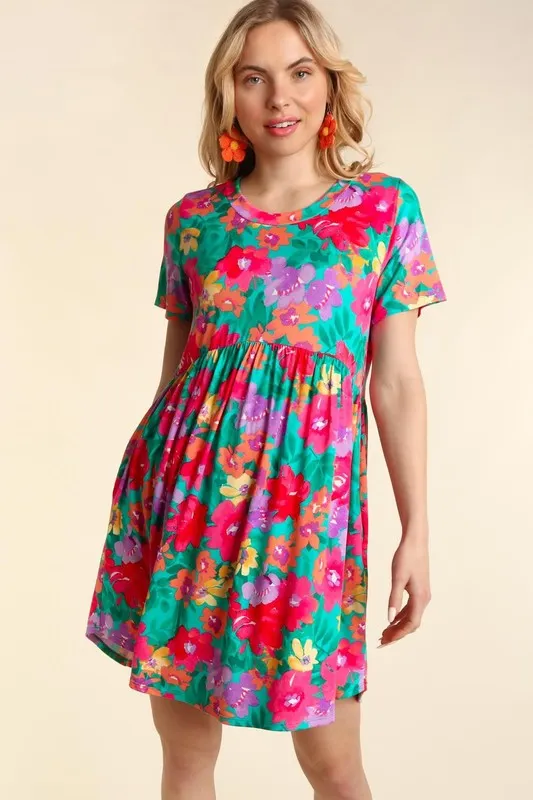 Floral Baby Doll Fit   Flare Dress