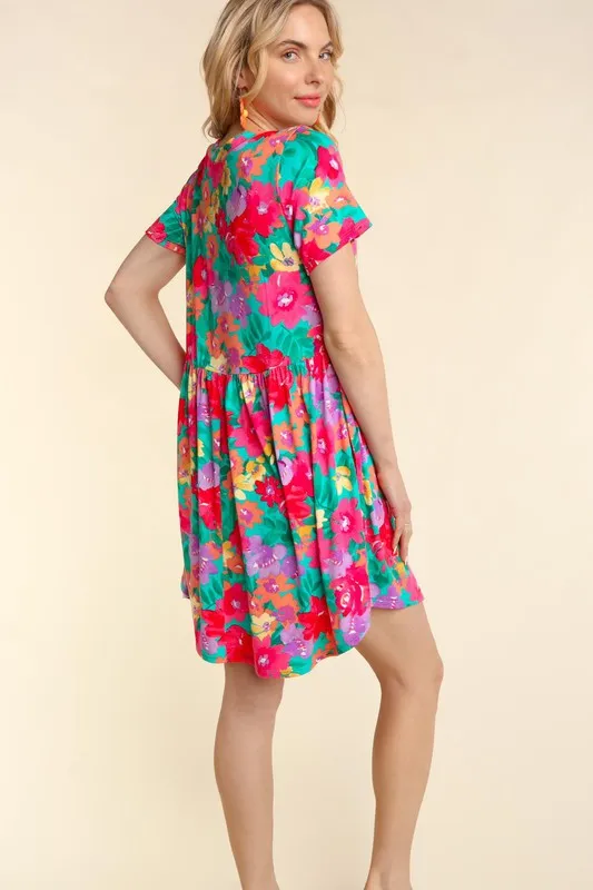 Floral Baby Doll Fit   Flare Dress