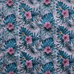 Hibiscus Monstera Palm leaves Fabric | Polyester