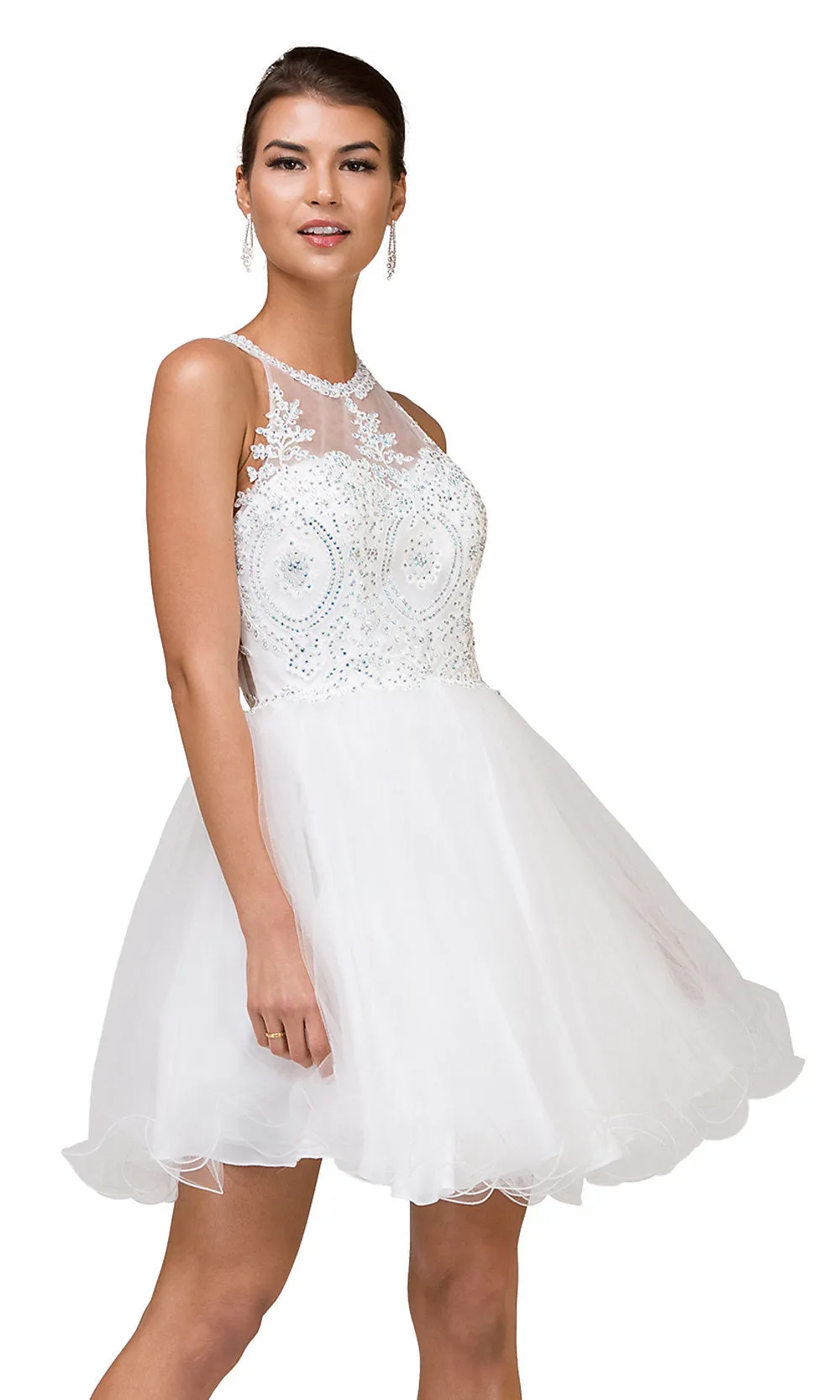 High-Neck Babydoll Fancy Short Homecoming Dress