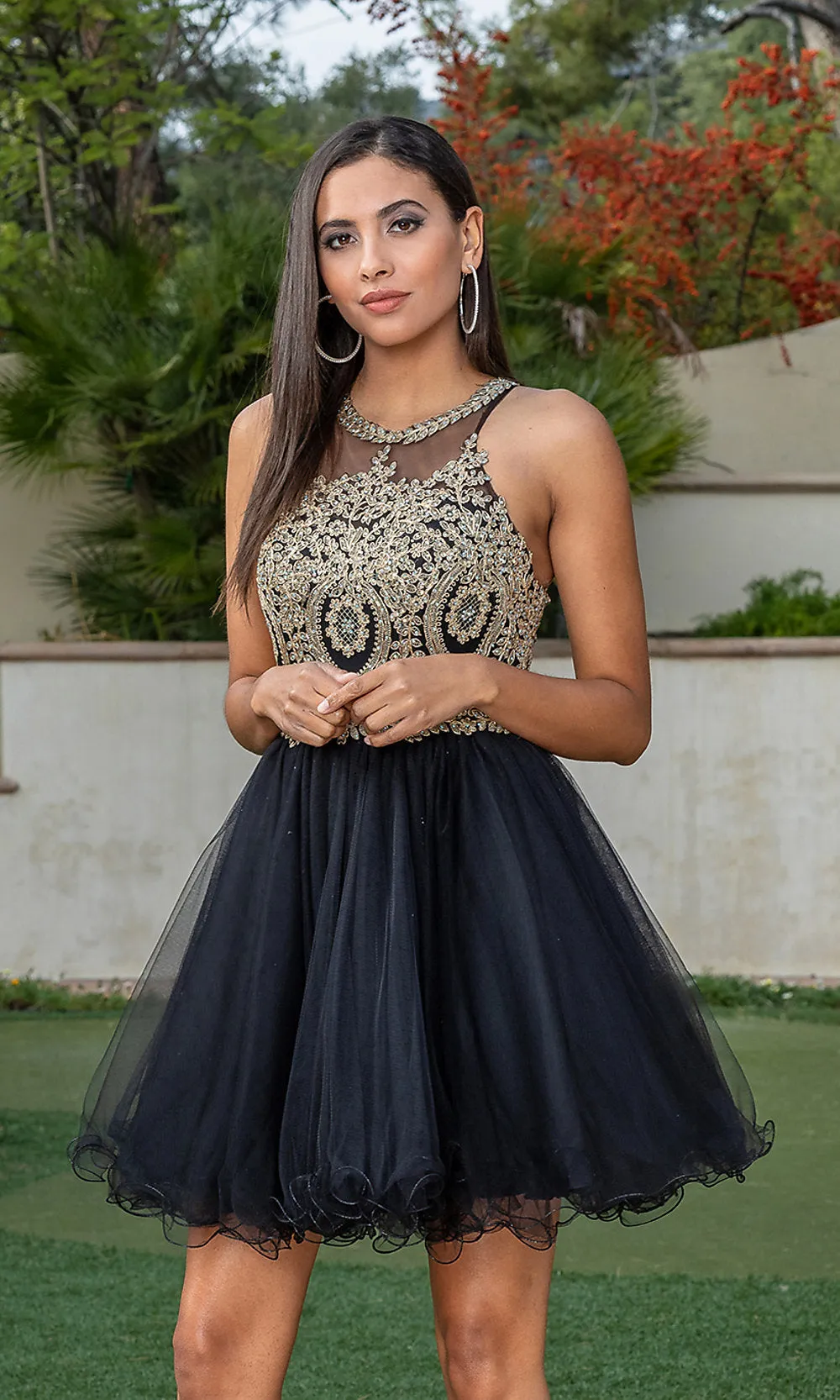 High-Neck Babydoll Fancy Short Homecoming Dress