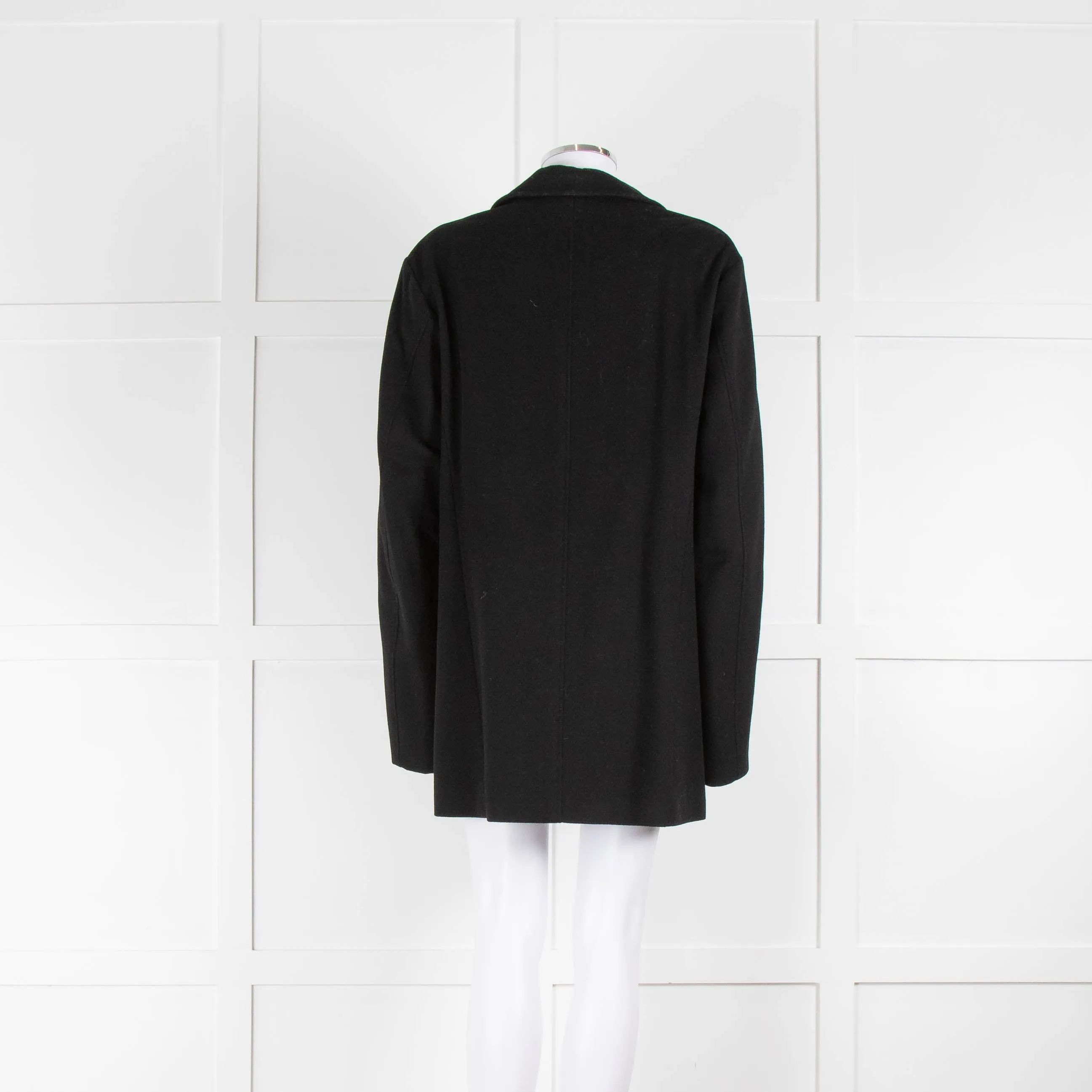 Jil Sander Black Wool Pea Coat with Quilted Lining