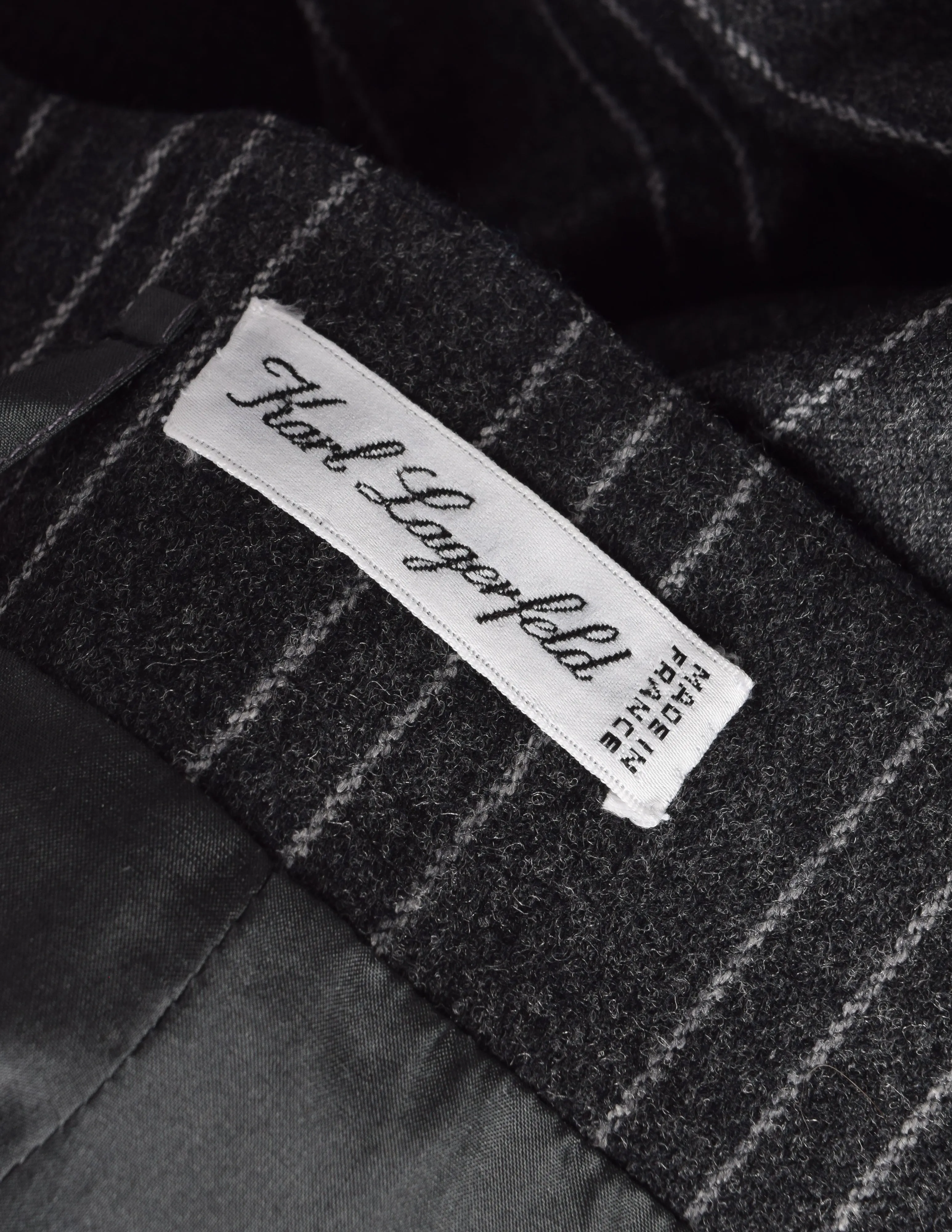 Karl Lagerfeld Vintage AW 1993 Grey Pinstripe Wool Mesh Panel Skirt