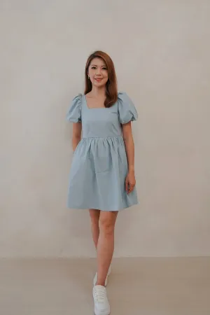 Kinship Puff-Sleeve Babydoll Dress - Powder Blue