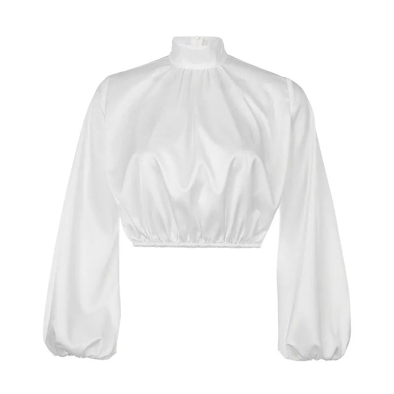 Luna Loose Lantern Sleeve Turtleneck Top