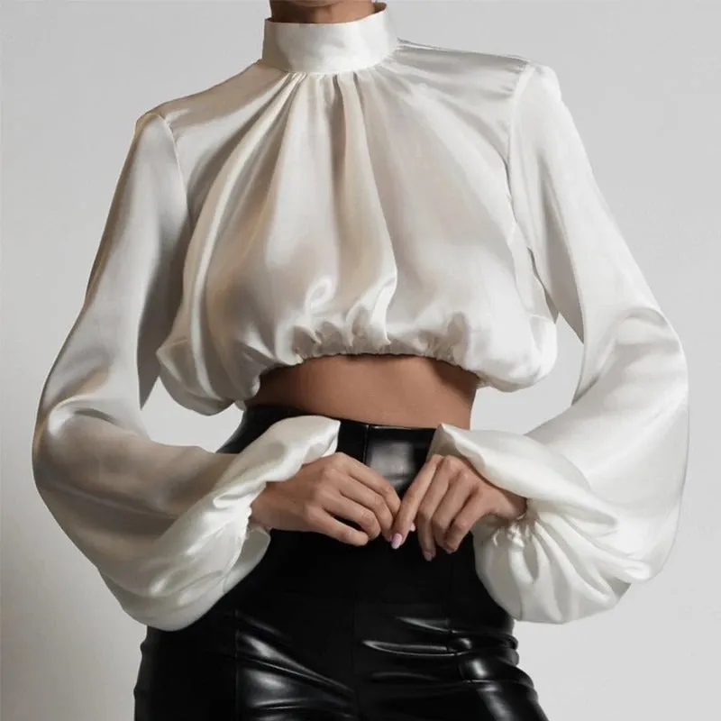 Luna Loose Lantern Sleeve Turtleneck Top
