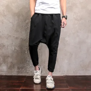 Men's Autumn Cotton Elastic Waist Harem Cross Sweatpants