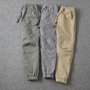Men's Cargo Trouser Pockets Breathable Ankle-banded Men Causal Pants
