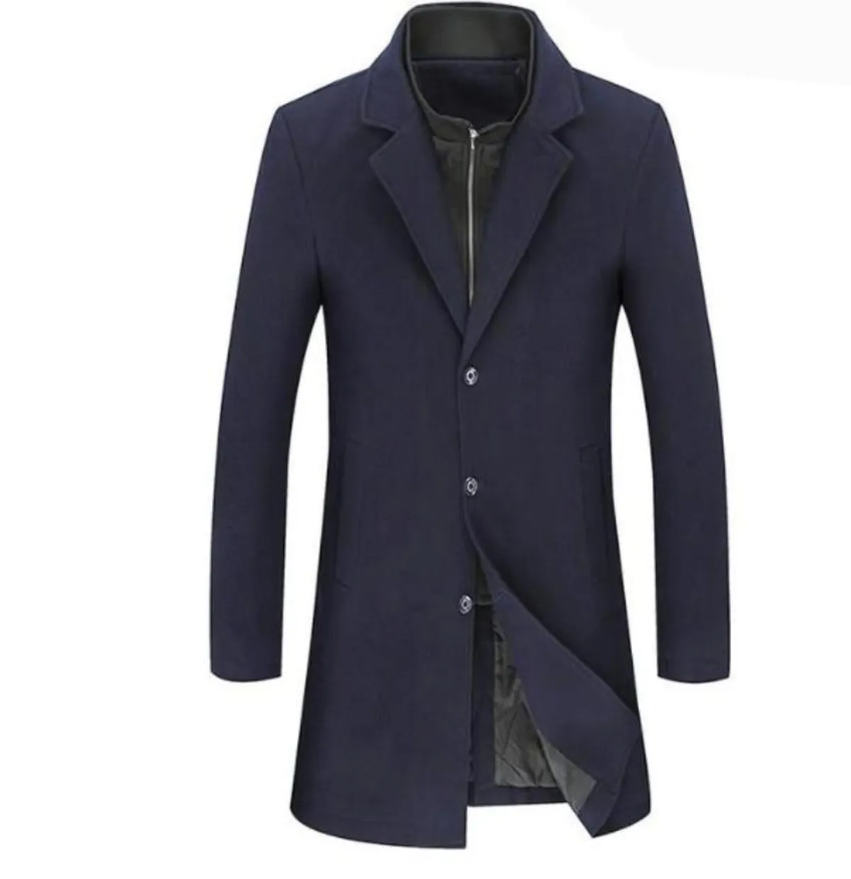 Mens Double Collar Mid Length Overcoat