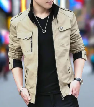 Mens Military Style Zip Up Jacket