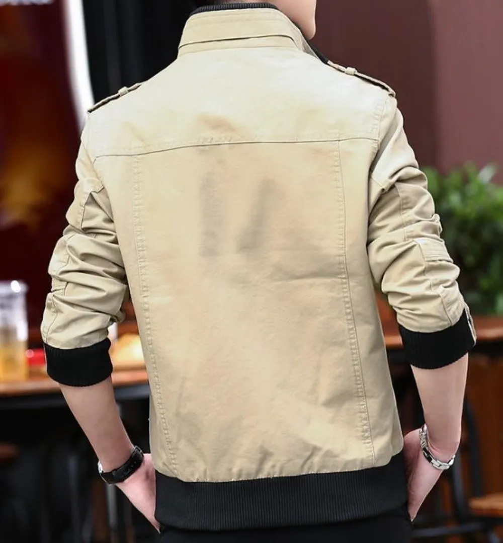 Mens Military Style Zip Up Jacket