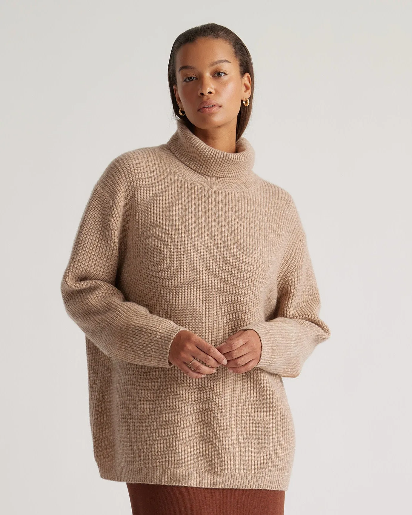 Mongolian Cashmere Fisherman Turtleneck Sweater