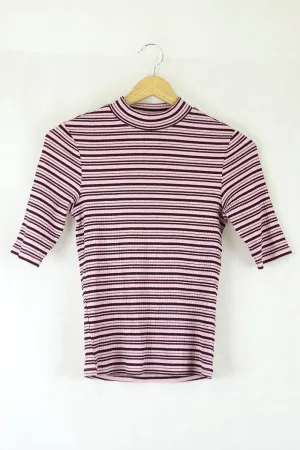 Monkl Black And Pink Turtle Neck Top XS