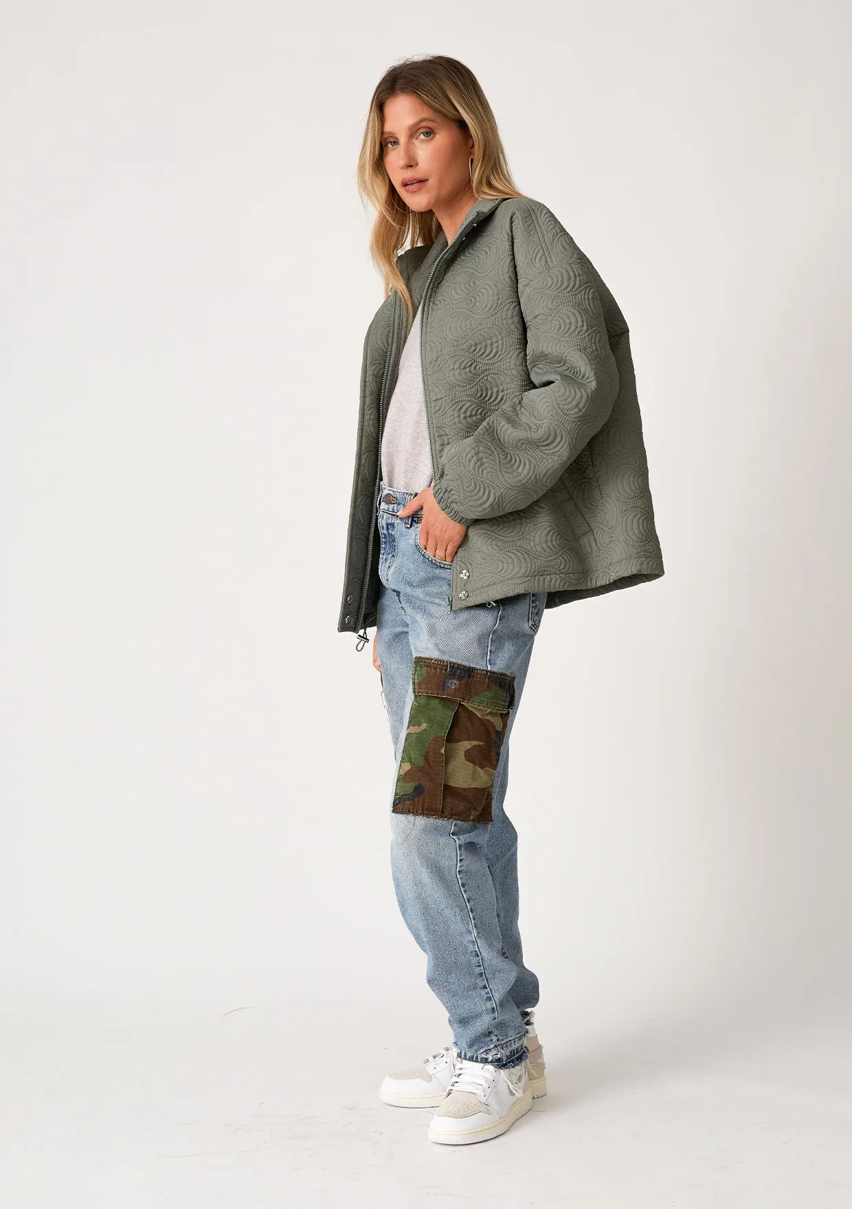 Quilted Long Sleeve Zip-Up Puffer Jacket