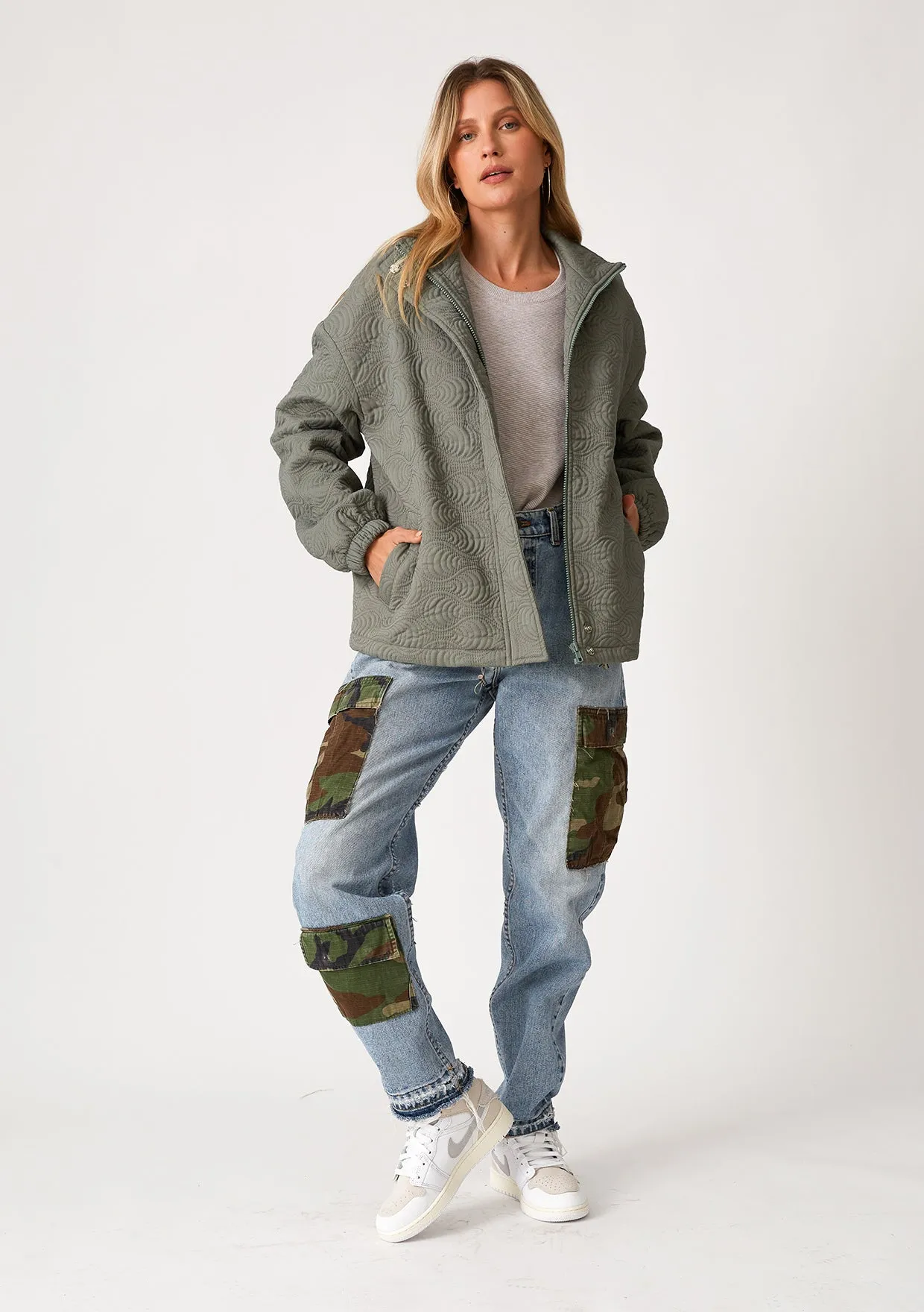 Quilted Long Sleeve Zip-Up Puffer Jacket