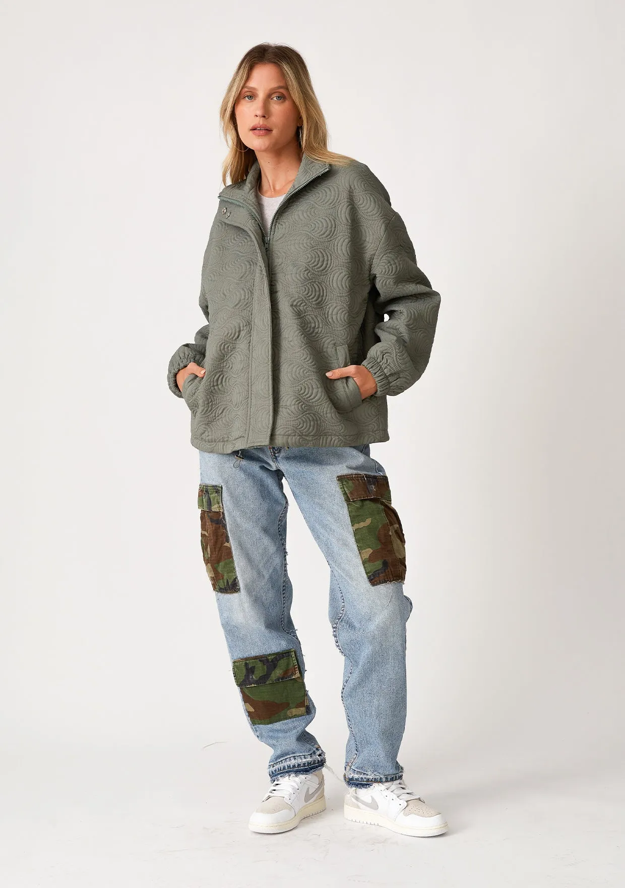 Quilted Long Sleeve Zip-Up Puffer Jacket