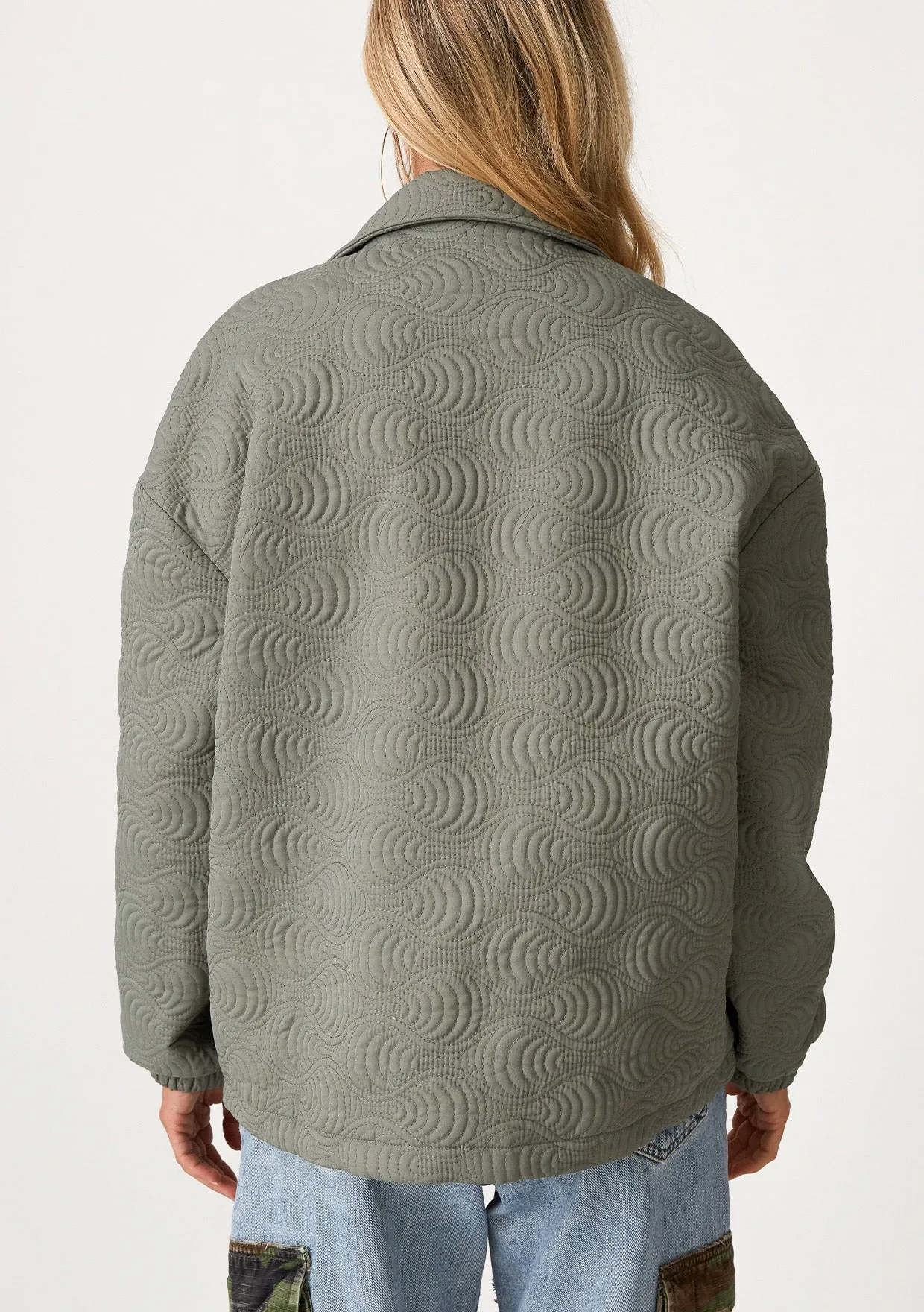 Quilted Long Sleeve Zip-Up Puffer Jacket