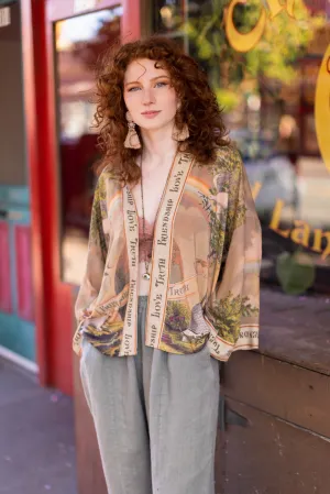 "Friendship  Love Truth" Vintage Washed Kimono Jacket