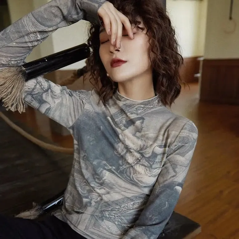 Renaissance Turtleneck Long Sleeve Blouse