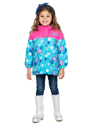 Rugged Bear Little Girls' Floral Printed Puffer Coat/Jacket
