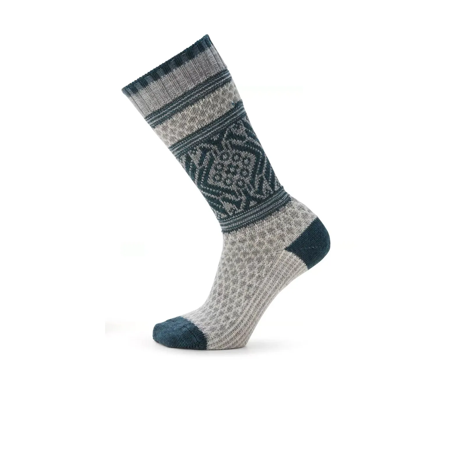 Smartwool Everyday Popcorn Snowflake Pattern Crew Sock (Women) - Light Gray