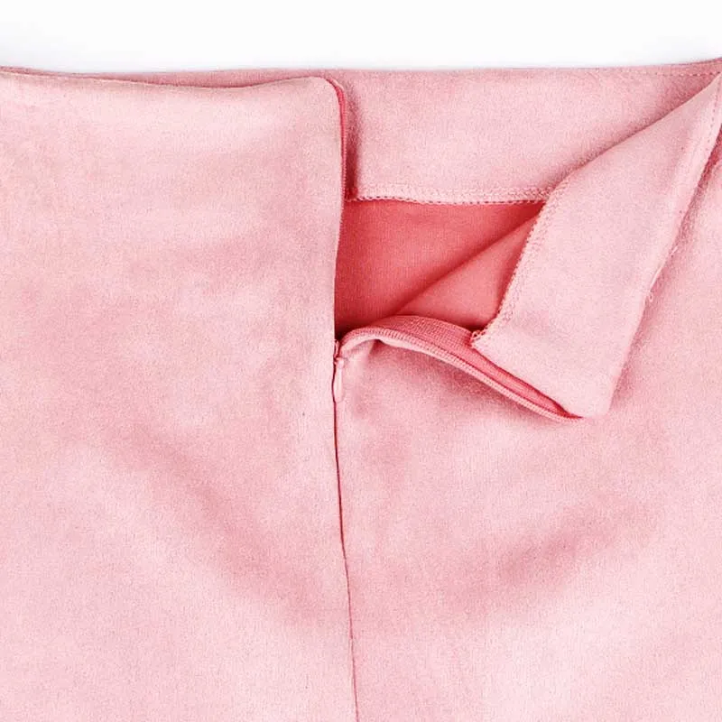 Suede Midi Pencil Elastic High Waist Skirt