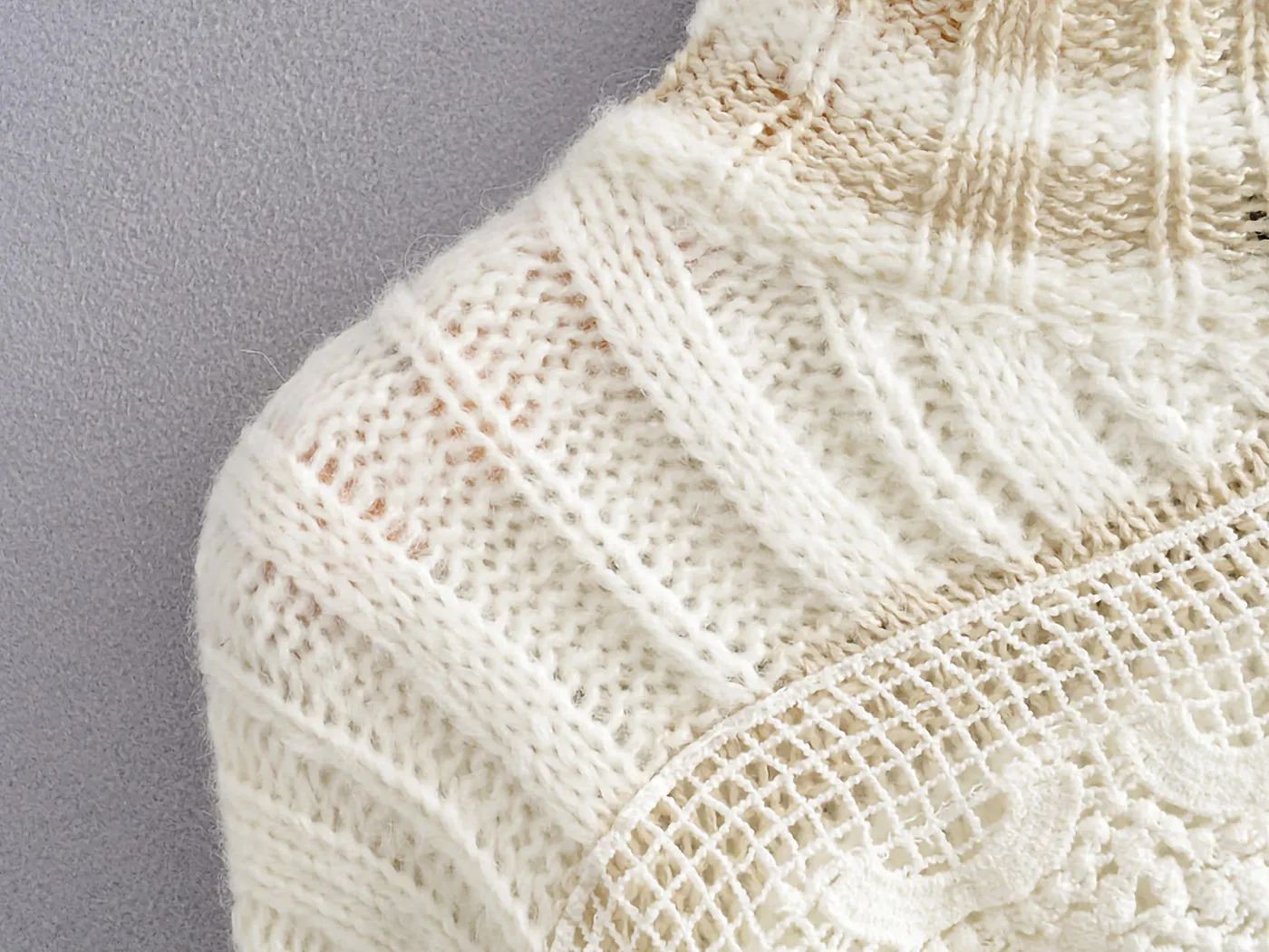 Turtleneck Long Sleeve Floral Loose Pullover Knit Sweater