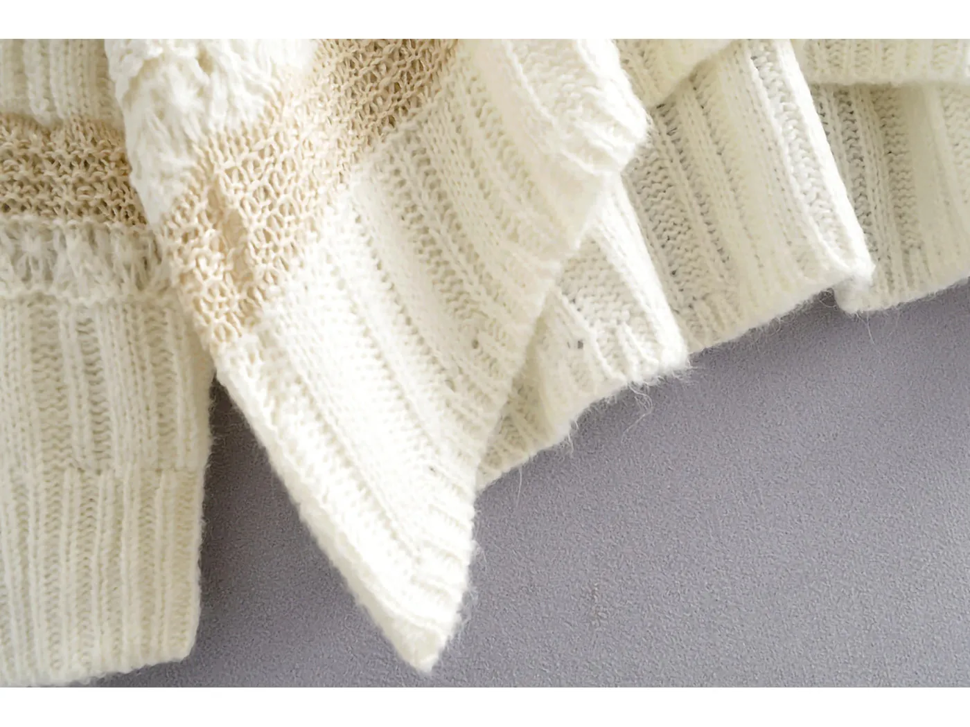 Turtleneck Long Sleeve Floral Loose Pullover Knit Sweater